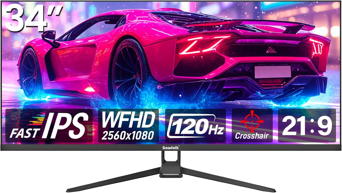 Gawfolk 34 inch Ultrawide Gaming Monitor with 120Hz Refresh Rate