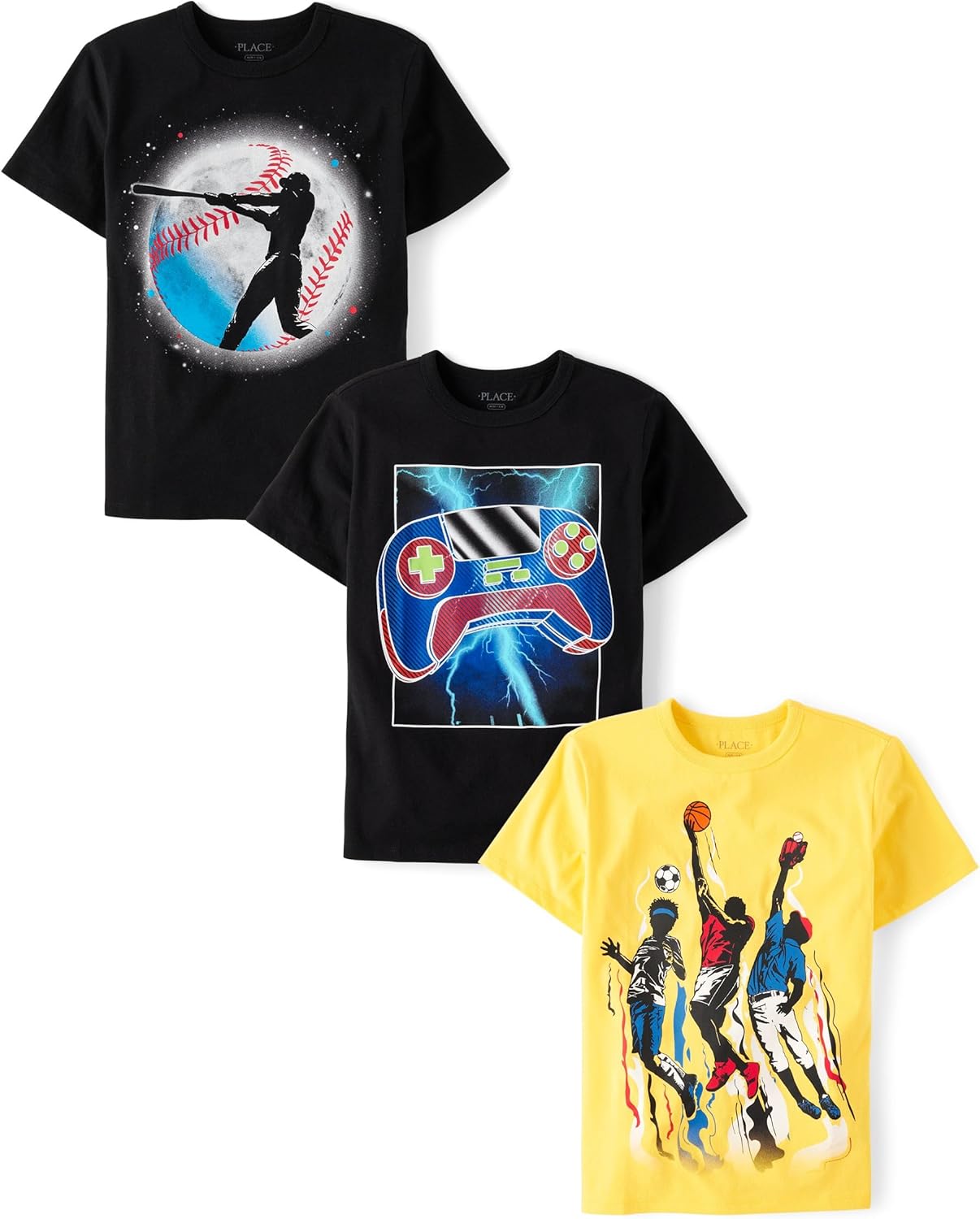 Boys Sports Short Sleeve Graphic T-Shirts Multipacks for Kids