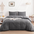 Gray Boho Duvet Cover Set King Size - Soft Washed Microfiber