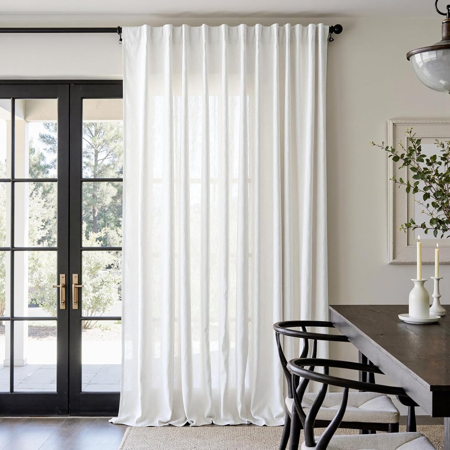 Linen Blend Curtain 120 inch Extra Long for Sliding Door