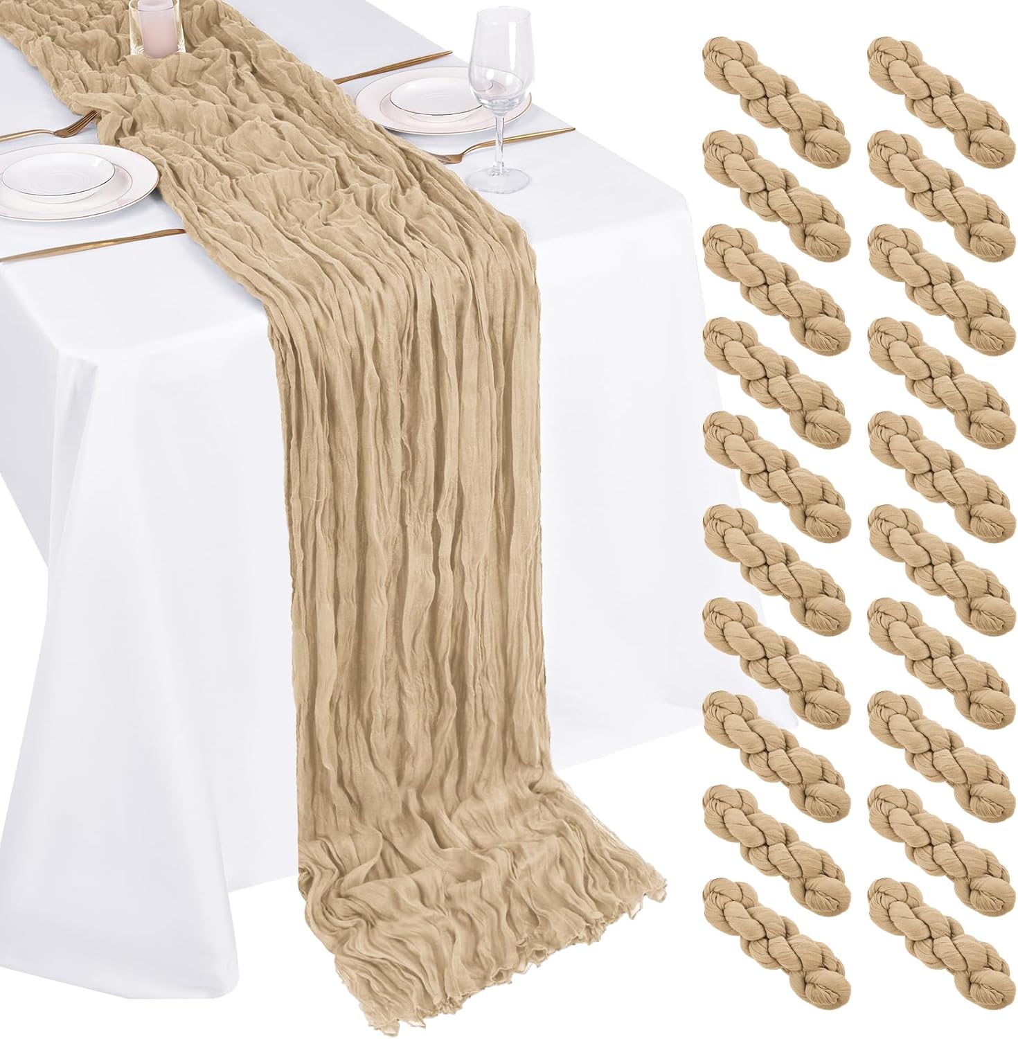 20 Pack Cheesecloth Table Runner for Elegant Wedding Decor