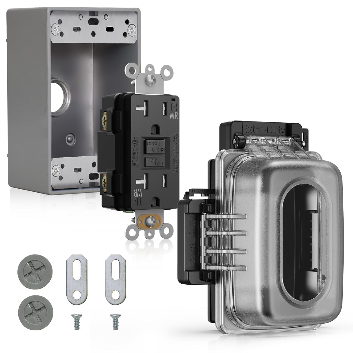 ELEGRP Outdoor GFCI Outlet with In Use Cover for Safety