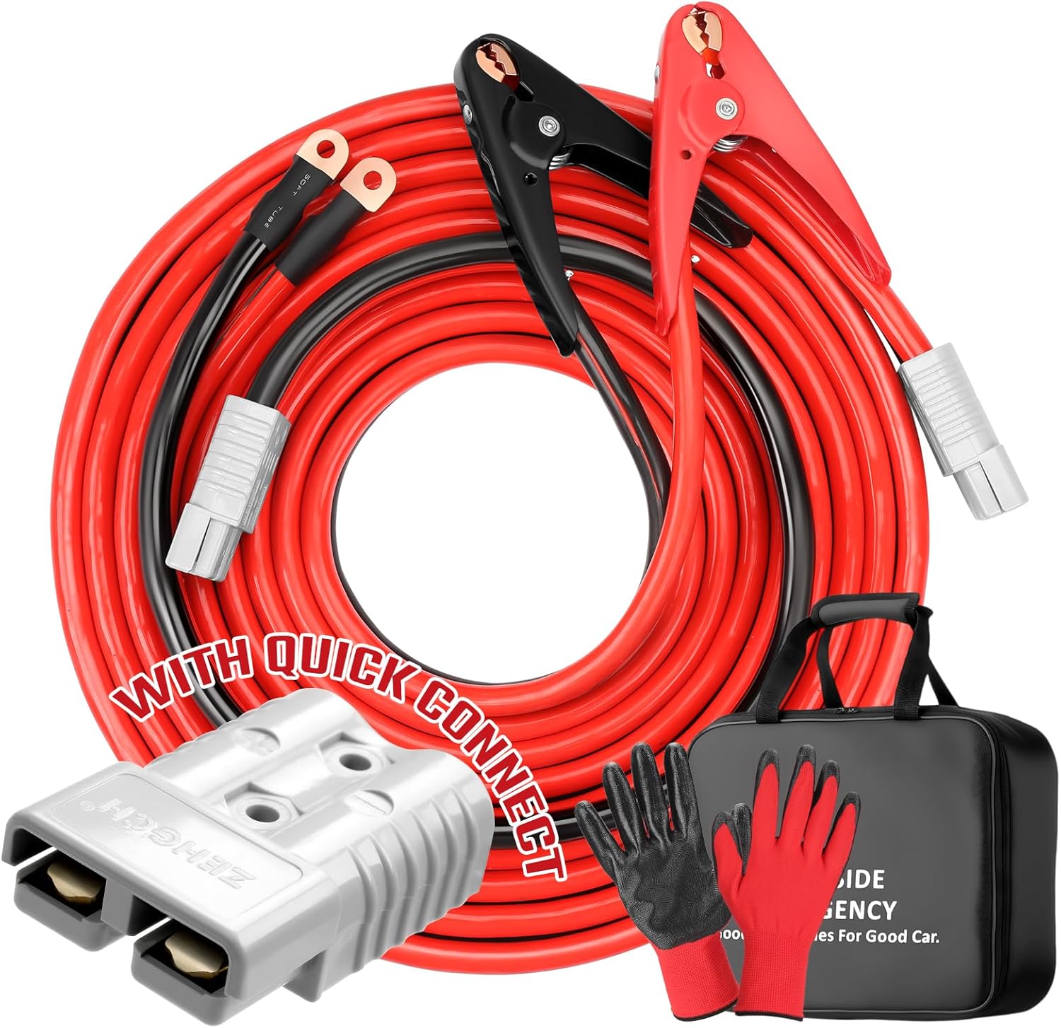 Heavy Duty Jumper Cables 30 Feet 1/0 Gauge for All Vehicles