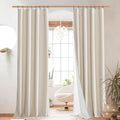 100% Blackout Linen Curtains W52 x L95, 2 Panels - Deep Light Blocking