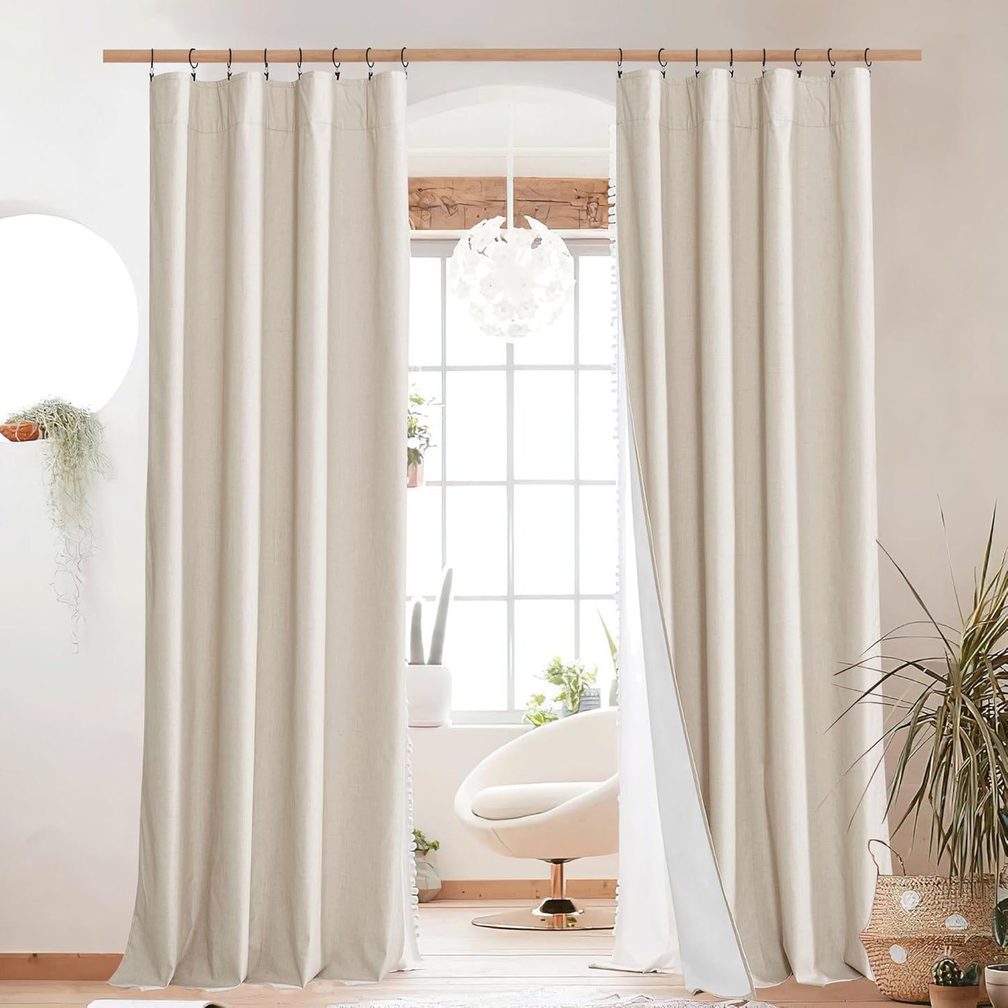 NICETOWN 100% Blackout Linen Curtains for Bedroom and Living Room