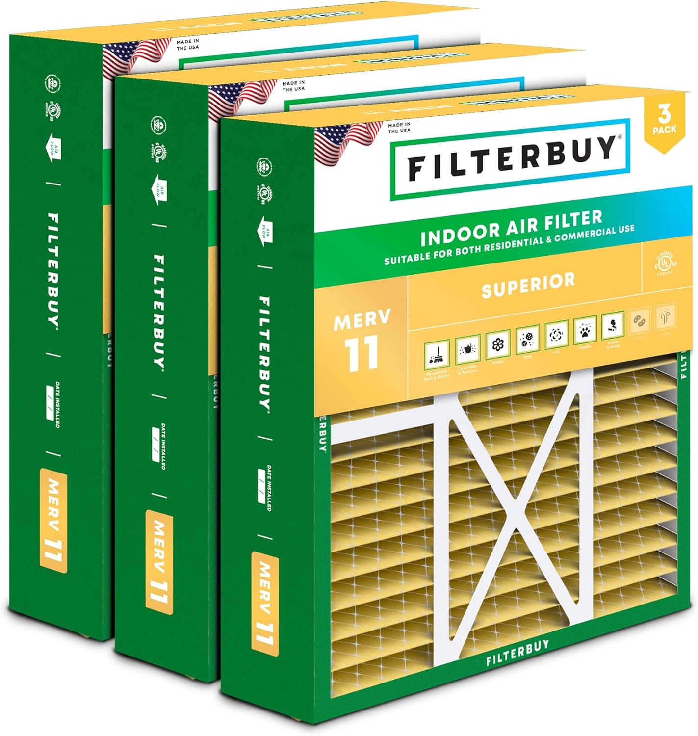 Filterbuy 20x22x5 Air Filter MERV 11 for Pet & Allergy Defense