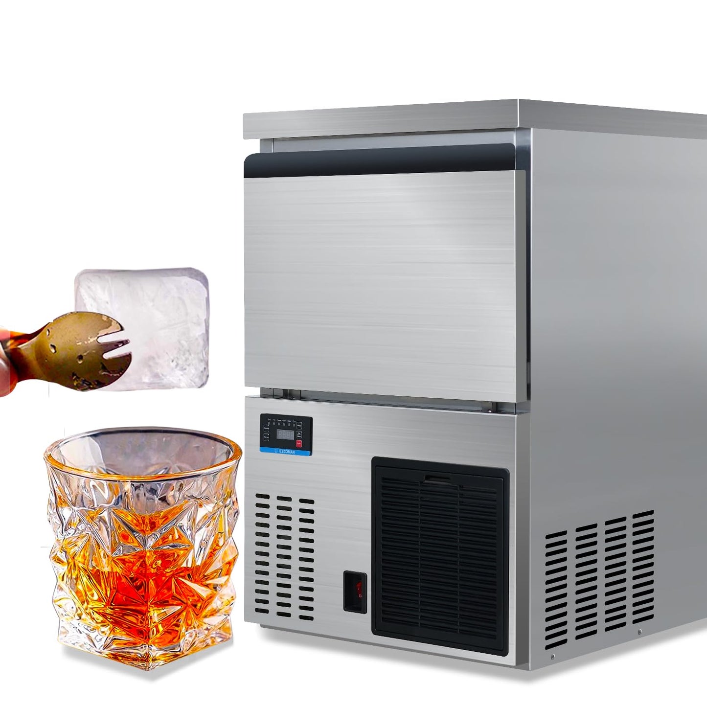 Souldou Commercial Ice Maker: -17C Vacuum Ice, 1.2 Cubes