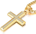 YL Men's Cross Necklace with Jesus Ankh Pendant and Chain