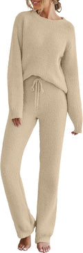 MEROKEETY Womens Pajama Sets 2025 Fall Lounge Sweater Set