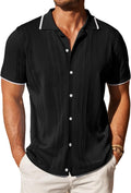 COOFANDY Men's Knit Button Down Shirt - Vintage Short Sleeve Polo is