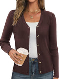 Women's Knit Button-Up Cardigan - Lightweight Long Sleeve Sweater