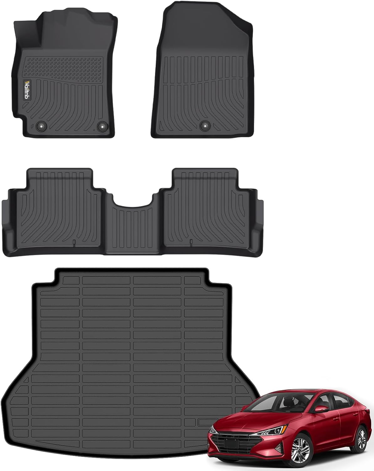 Wailtnb All Weather Floor Mats for Hyundai Elantra 2017-2020