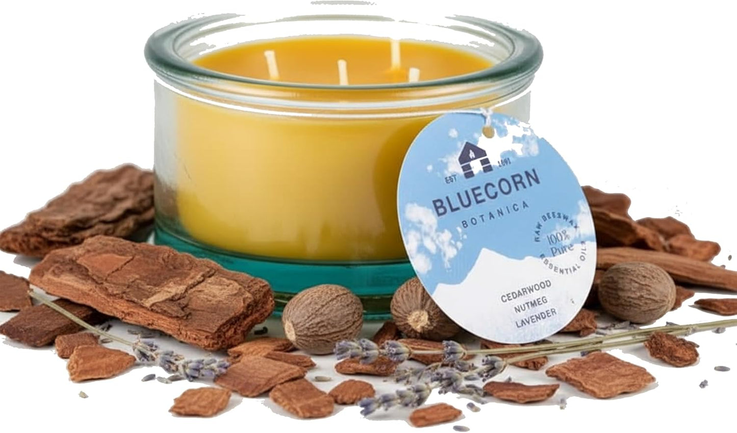 Pure Beeswax 3-Wick Candle with Cedarwood, Nutmeg & Lavender