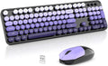 Wireless Keyboard and Mouse Combo Black Purple - Retro Typewriter