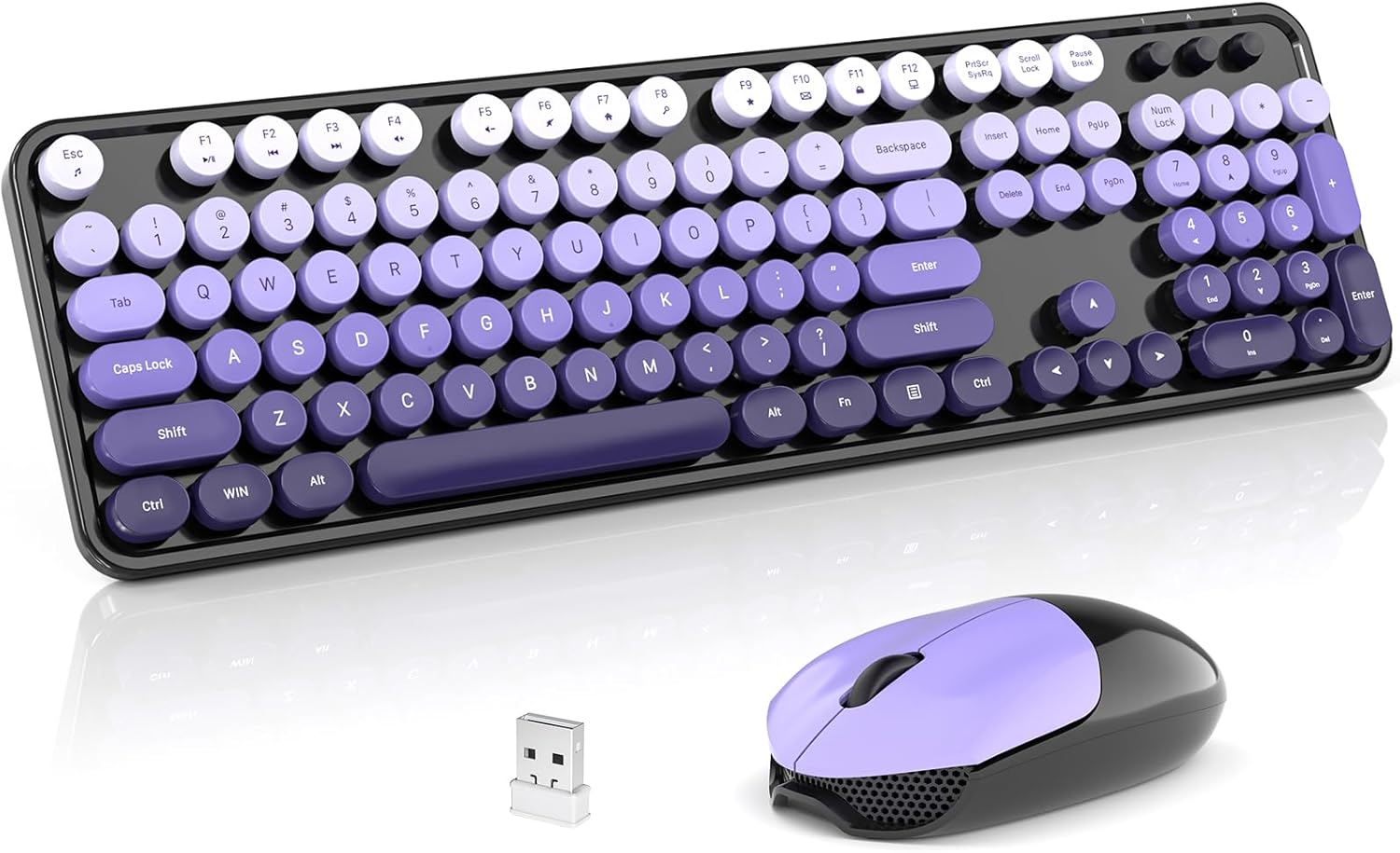 Retro Wireless Keyboard and Mouse Combo for PC and Laptop Use