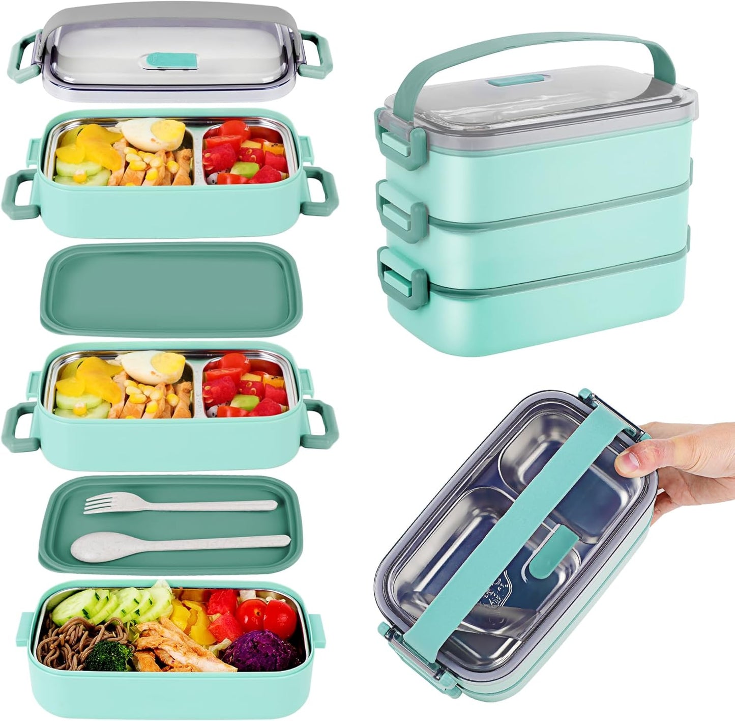 Bento Lunch Box for Kids and Adults - 47oz 2-Compartment Design
