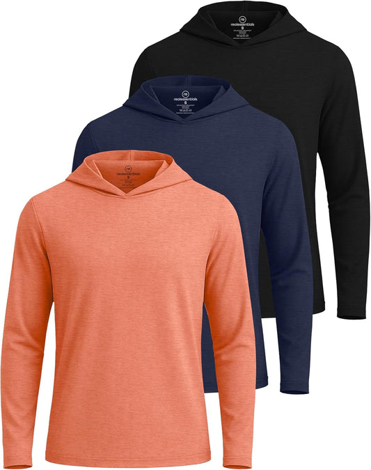 Men's Dry Fit Wicking Long Sleeve Fishing Hoodie Pullover 3 Pack