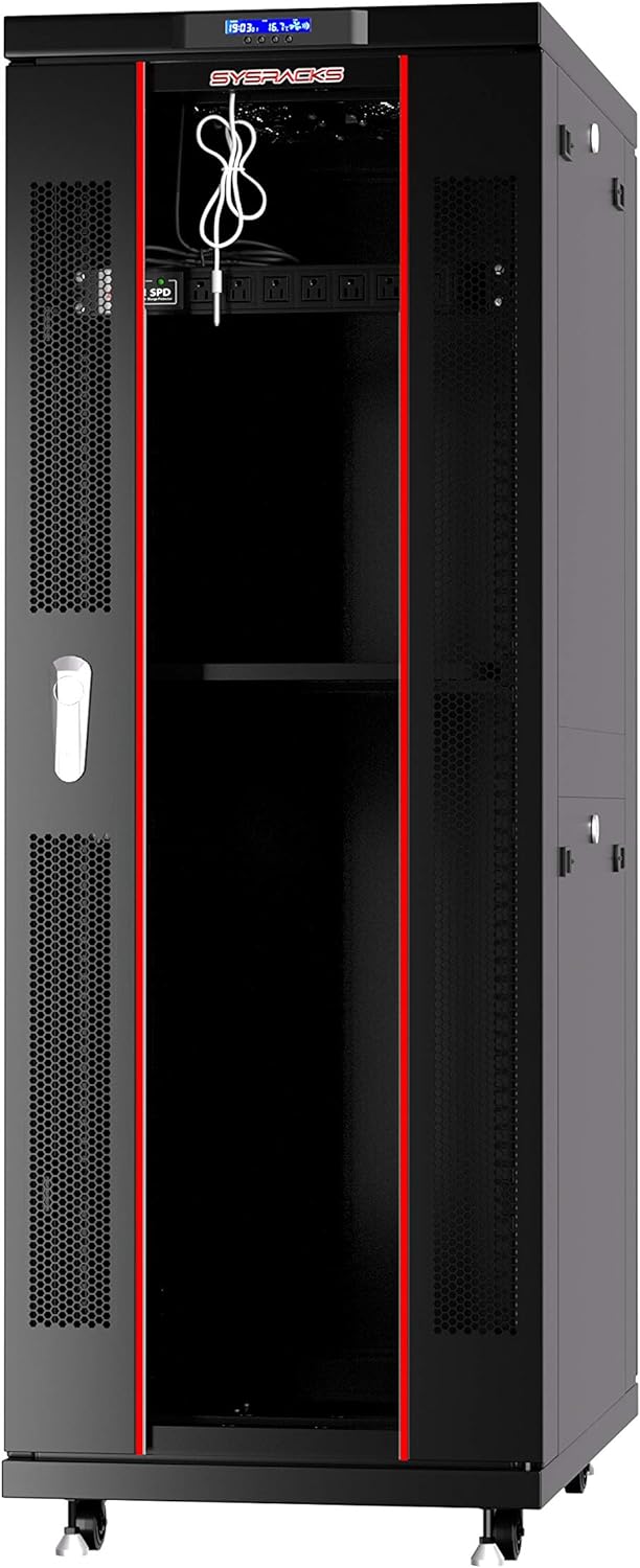 42U Server Rack Locking Cabinet with Cooling Fan and Wheels