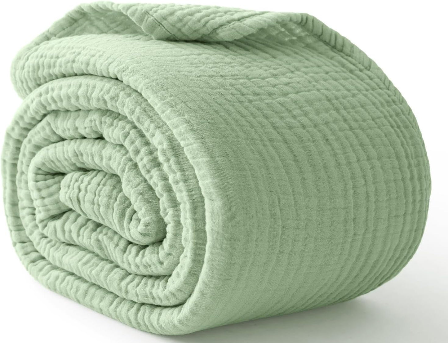 100% Cotton Muslin Blanket King Size for All Seasons in Sage Green