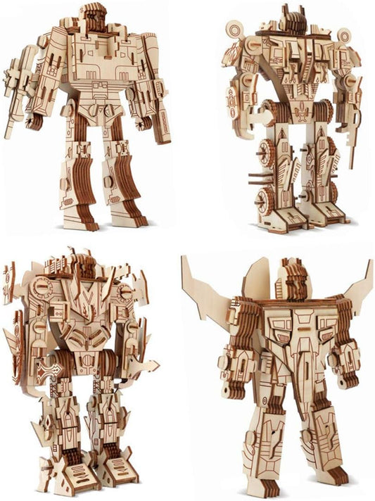 DIY 3D Wooden Robot Puzzle Set - Fun for All Ages!