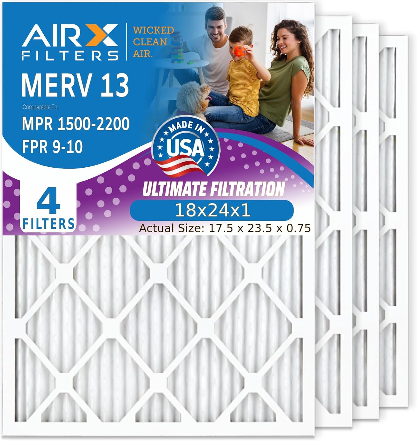 Clean Air Guaranteed: AIRx MERV 13 18x24x1 Filter 4 Pack