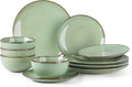 Ceramic Dinnerware Sets for 4, 12 Pieces Stoneware - Pastel Green