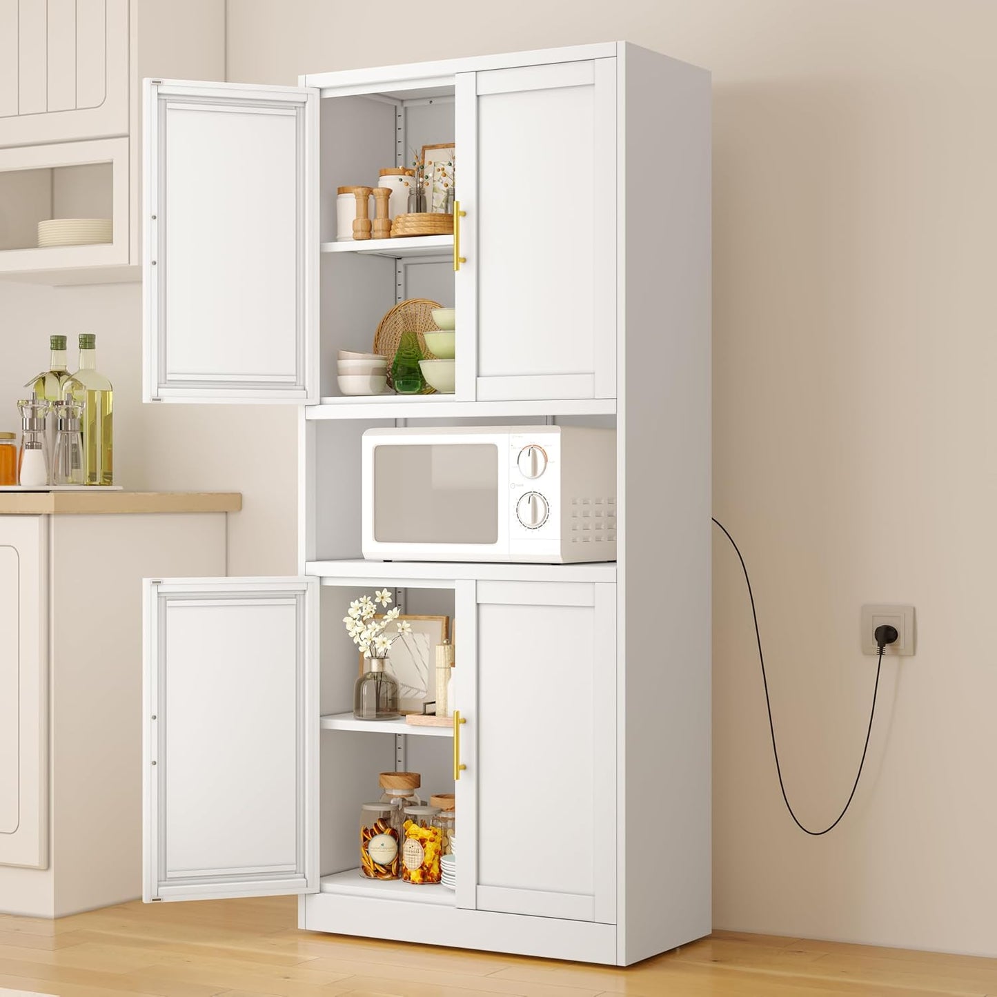 61 Tall Metal Storage Cabinet - Adjustable Shelves - White - winiowa