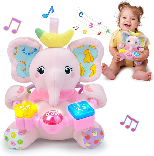 Musical Light-Up Baby Elephant Toy - Bilingual Early Learning Fun!
