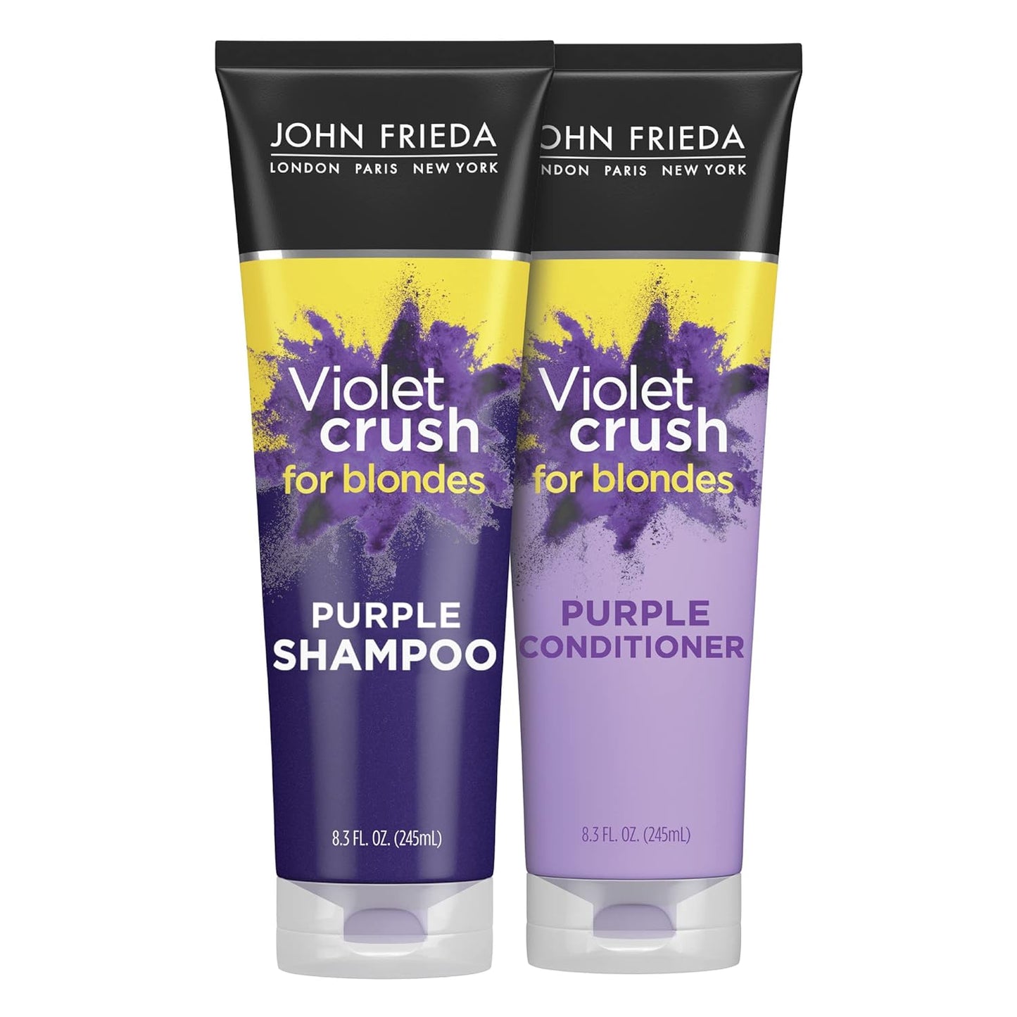John Frieda Violet Crush Blonde Toner Set - Neutralize Yellow Tones, Enhance Blonde, 8.3 oz (2 Pack)