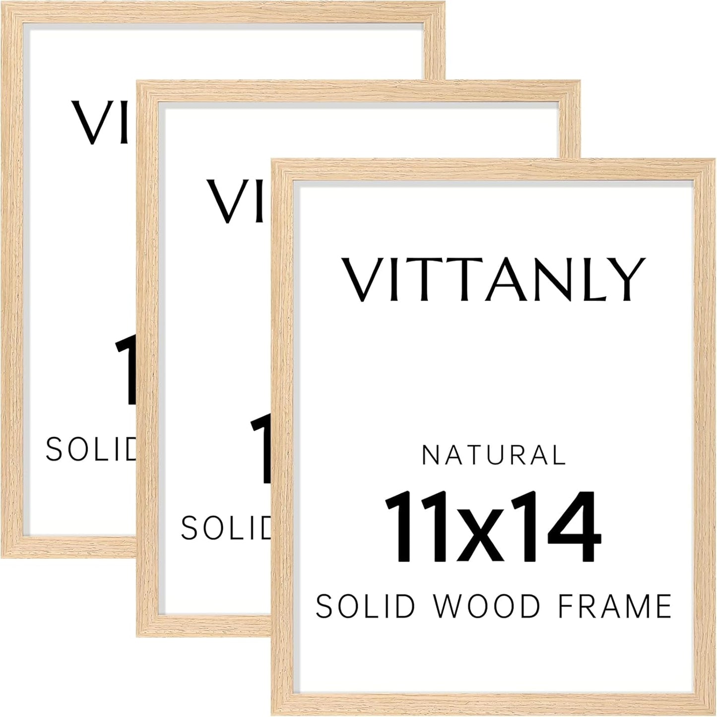 Vittanly 11x14 Picture Frame - Solid Wood with Plexiglass