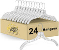 Quality Clear Plastic Hangers 24 Pack - Crystal Cut, Heavy Duty