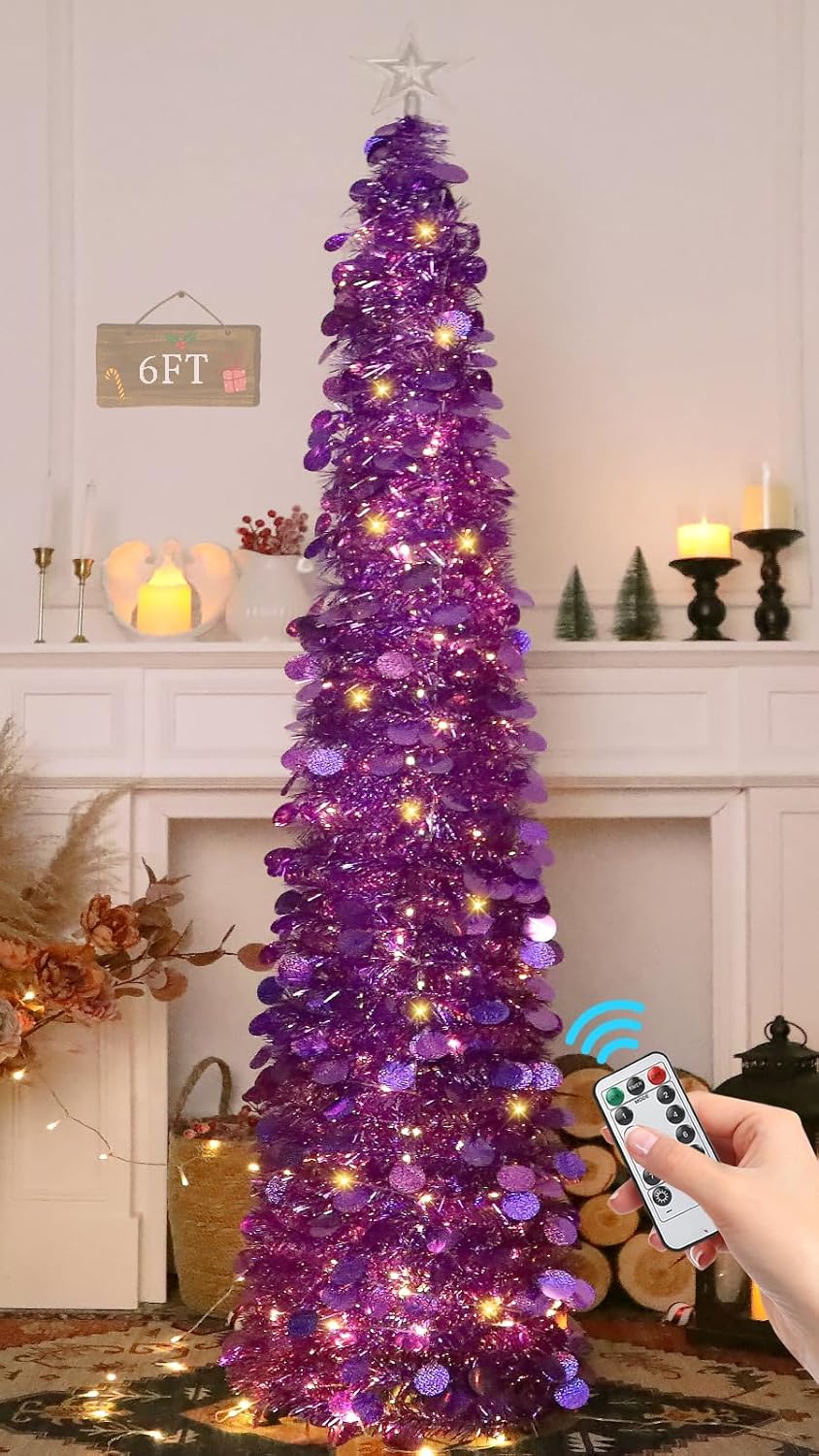 6 FT Pop Up Christmas Tree with 100 LED Lights for Festive Decor