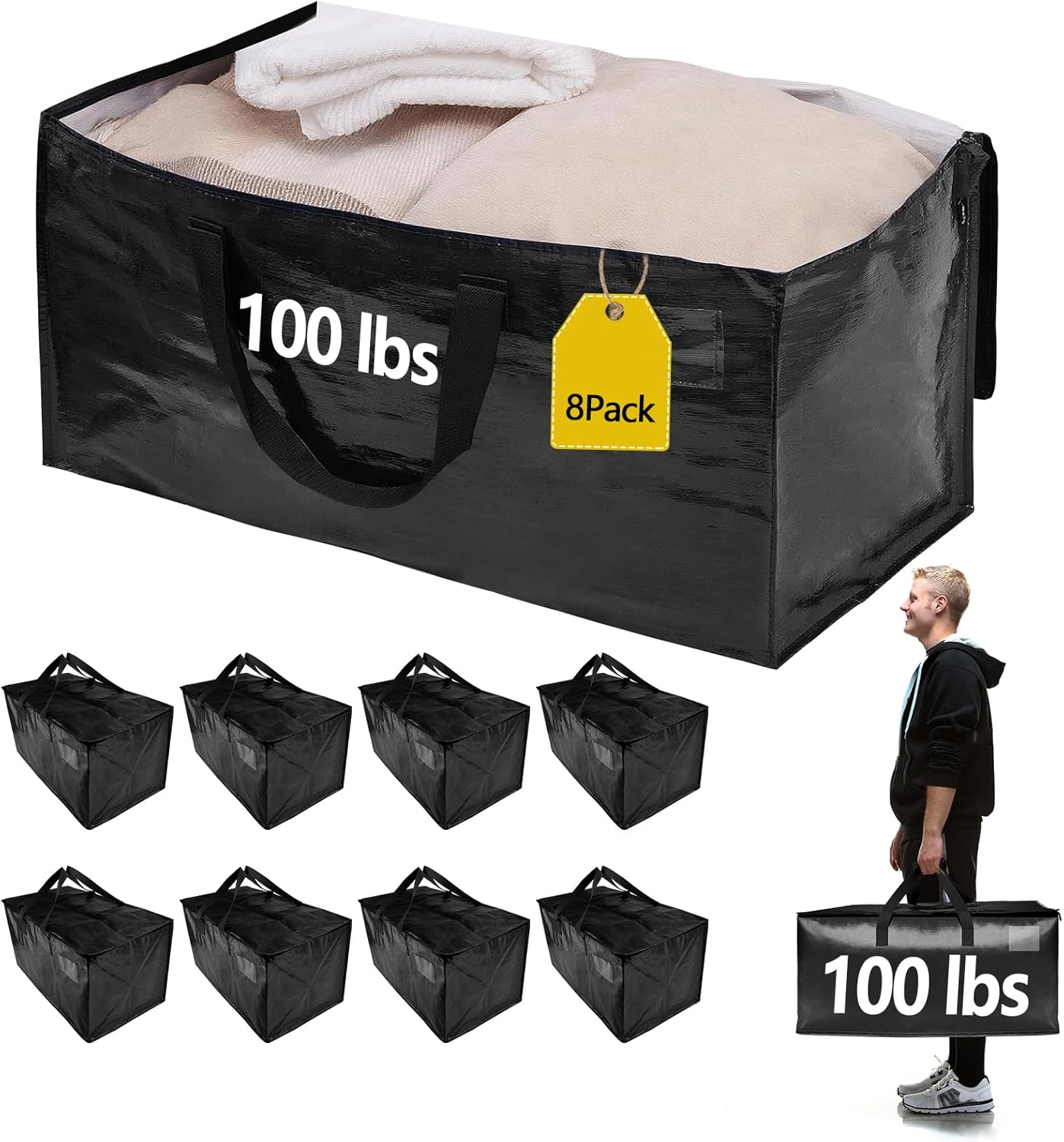 8 Pack Waterproof Moving Bags for Heavy Duty Storage Needs