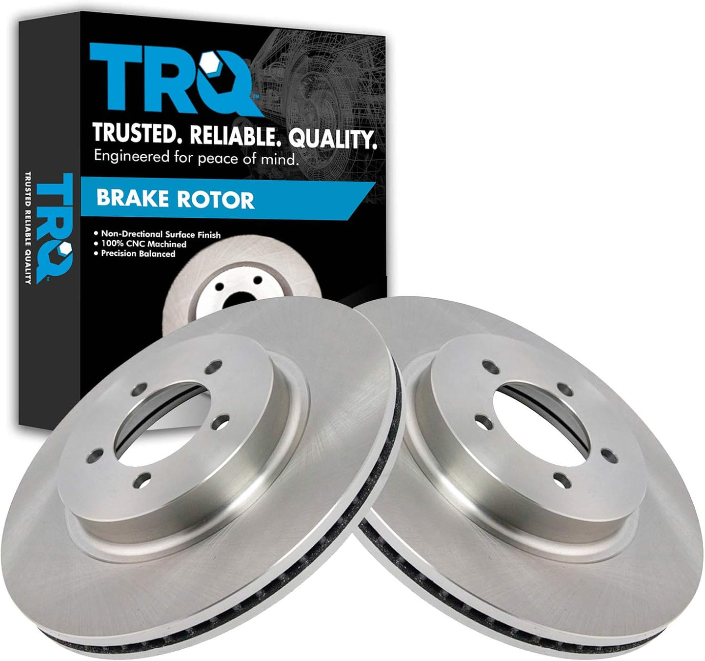 TRQ Front Brake Rotors Set Vented for 2003-2005 Lincoln Aviator