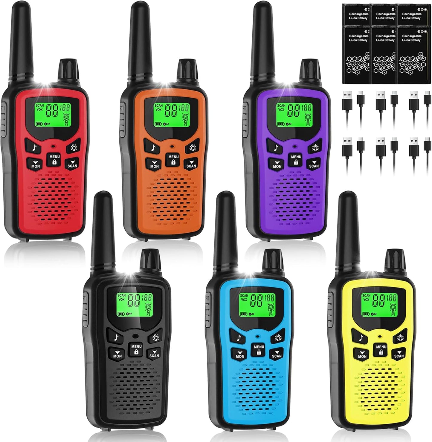 Walkie Talkies for Adult Long Range, 6 Pack Rechargeable Radios
