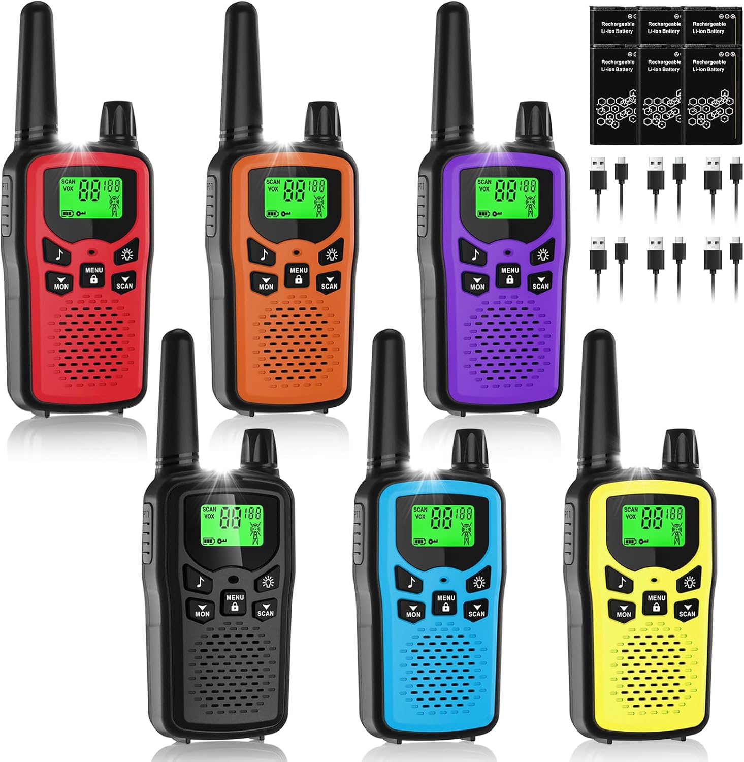 Walkie Talkies for Adult Long Range, 6 Pack Rechargeable Radios