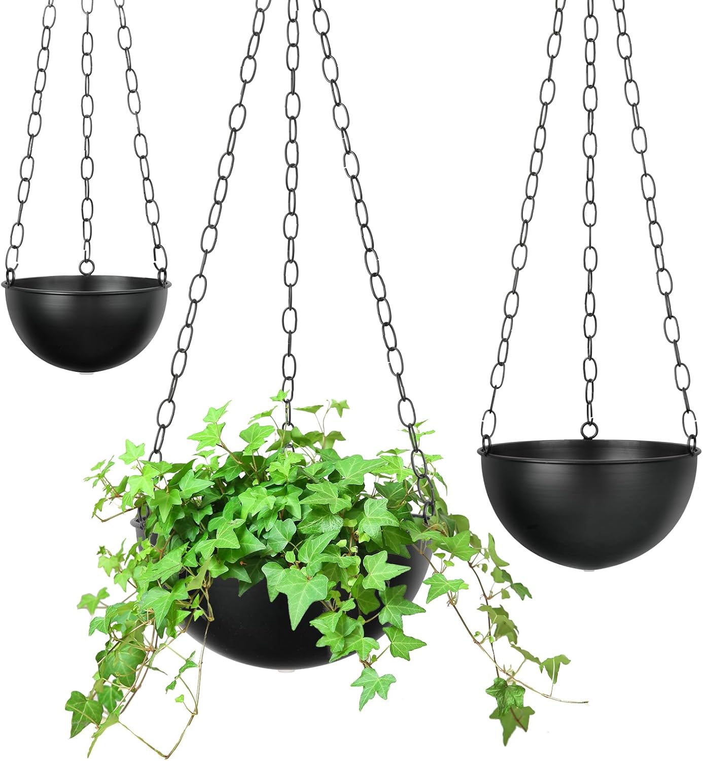 Hanging Planters Set of 3 for Indoor Plants - Stylish Metal Pots