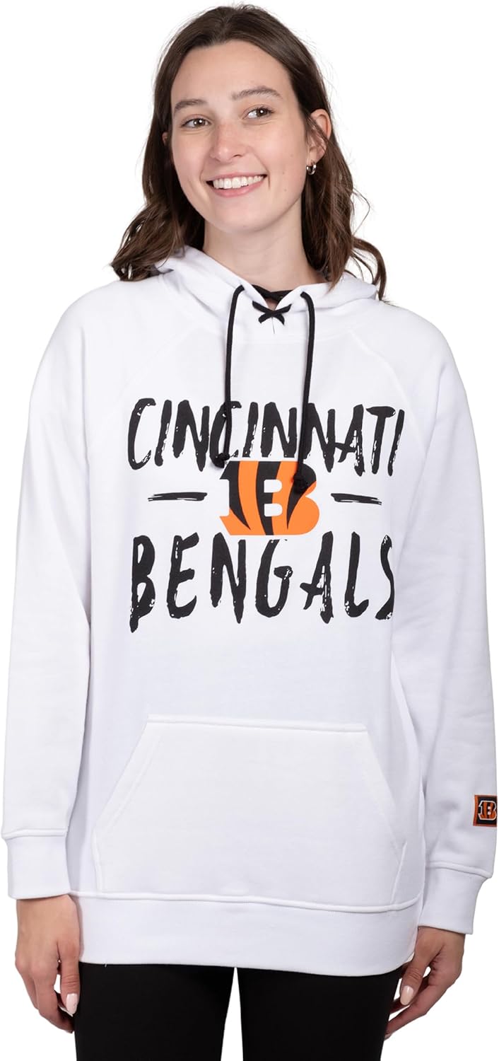 Ultra Game Women's NFL Super Soft Tie Neck Hoodie Sweatshirt