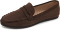 Womens Suede Penny Loafers Slip On Flats - Lightweight Comfort