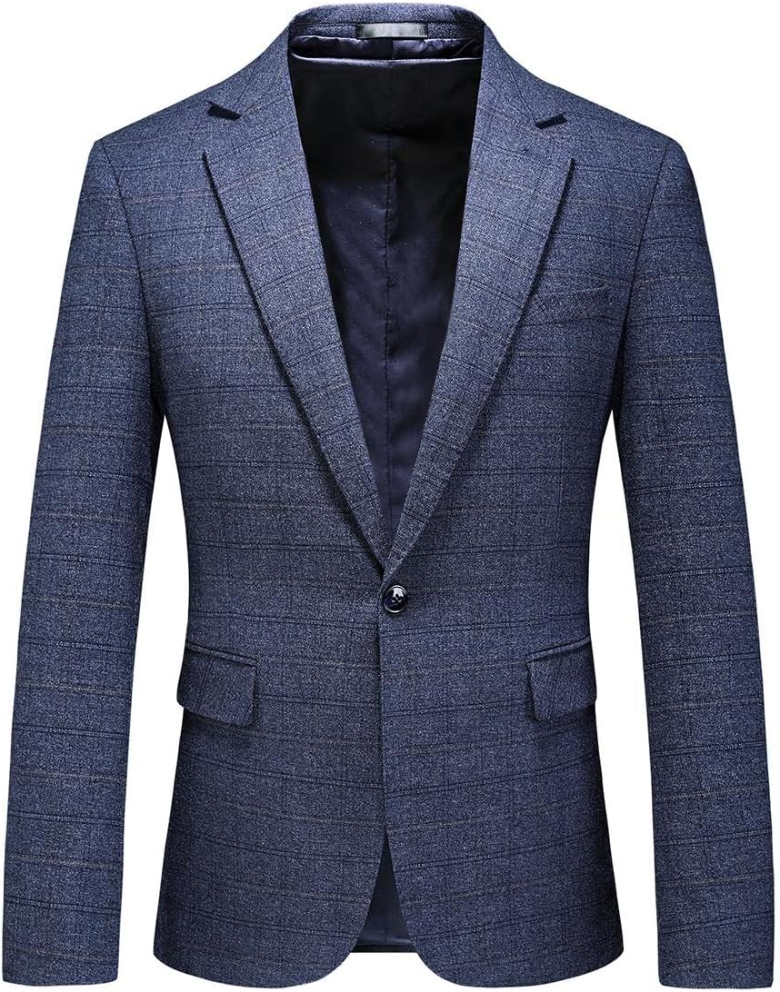 Mens Plaid Blazer Sports Coat Casual Slim Fit Checkered Blazer