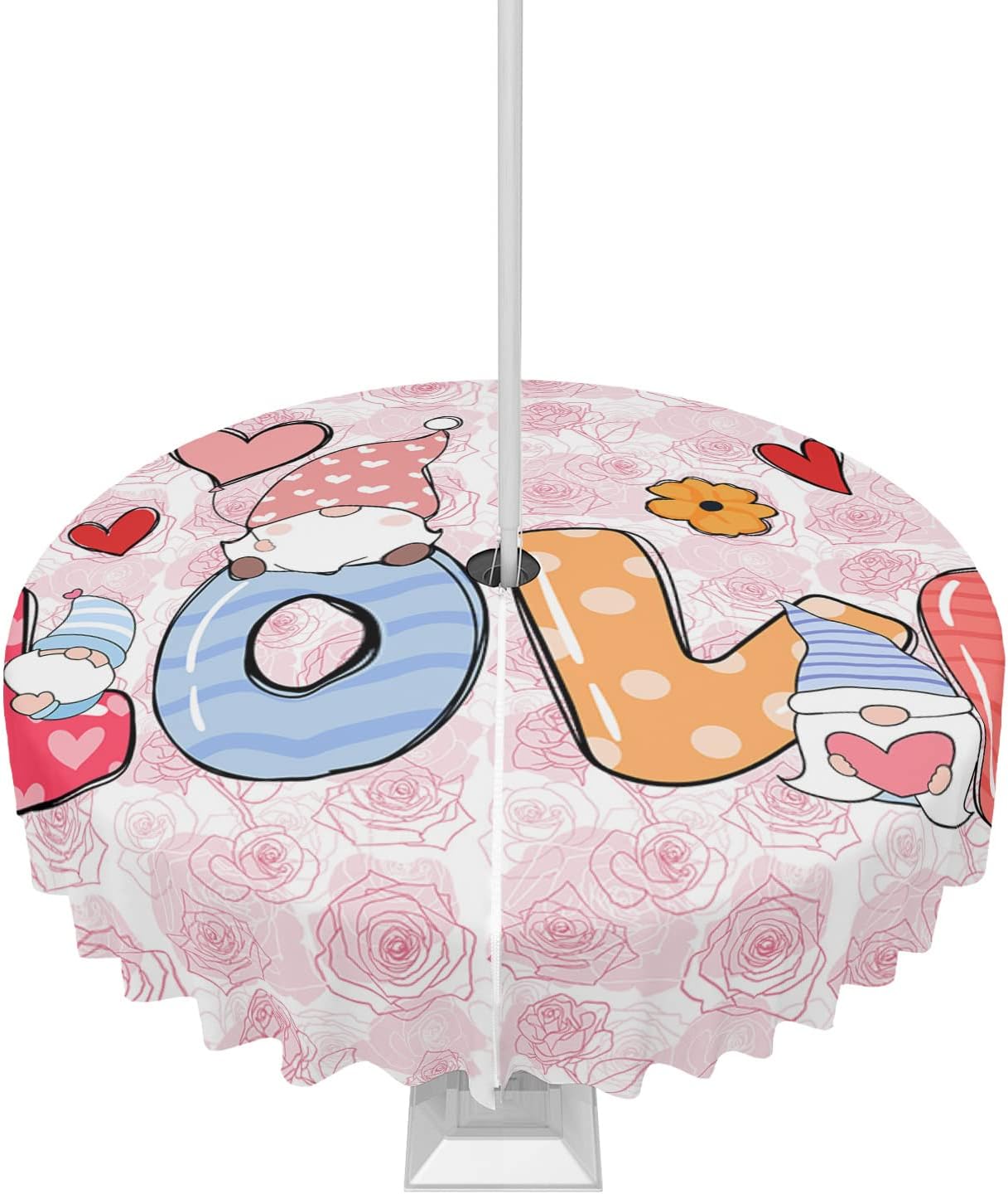 Waterproof Valentine's Day Tablecloth 60 | Zippered Cover for Outdoor Tables