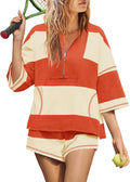 Yanekop Womens Striped 2 Piece Summer Workout Set - Cozy Fit