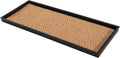 Black Rubber Boot Tray with Coir Insert - Fits 3 Pairs, Tan