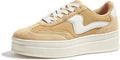 Women's Platform Fashion Sneakers Thick Sole Suede Leather - Low Top