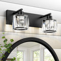 Crystal Vanity Lights for Bathroom 2-Light Matte Black - Elegant