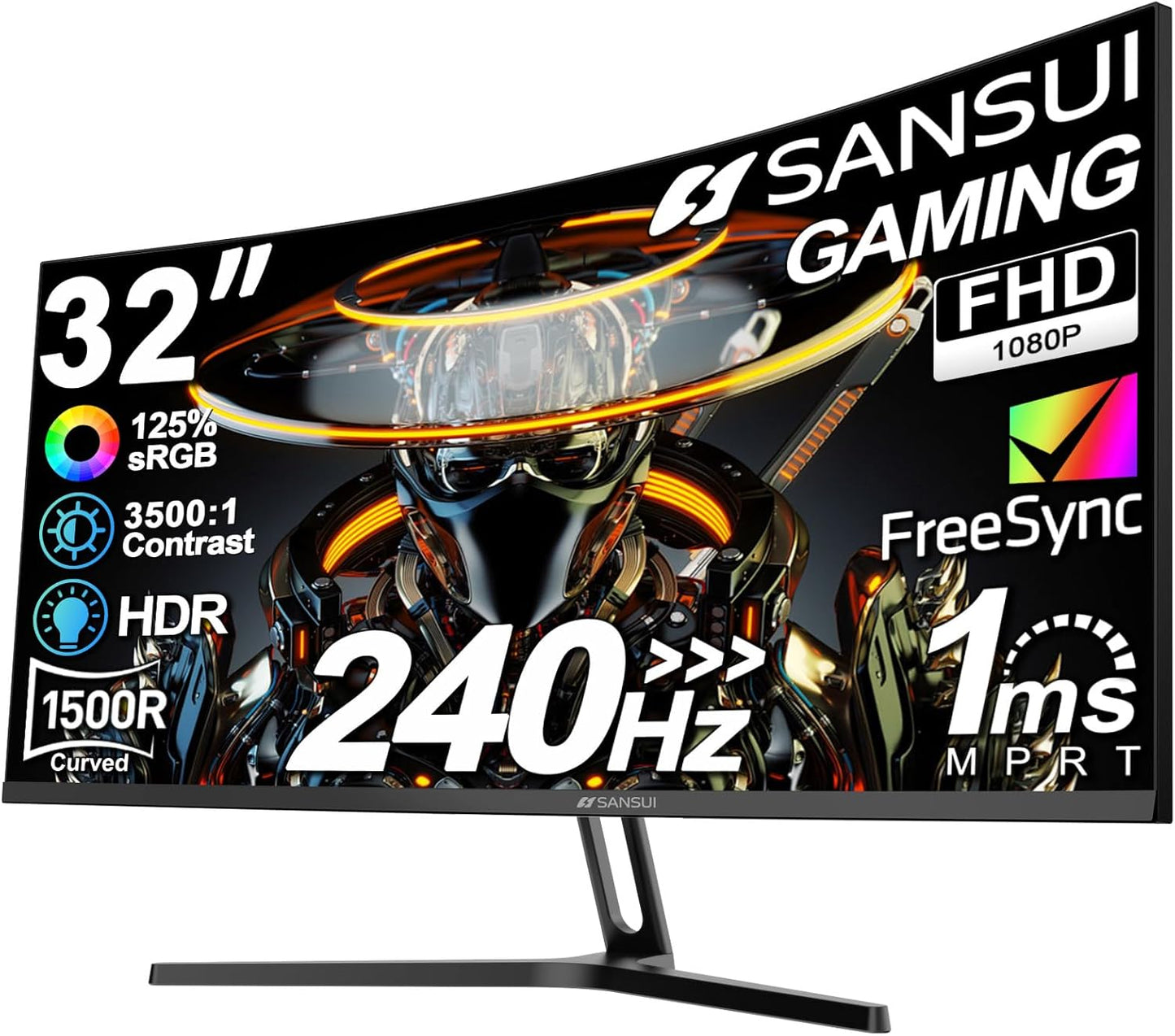 SANSUI 32 Inch Curved Gaming Monitor with 240Hz Refresh Rate