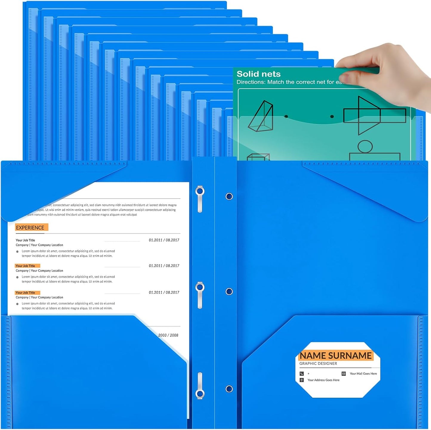 Henoyso 36 Pcs Plastic Folder with Clear Front Pocket for School