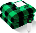 Electric Heated Sherpa Buffalo Plaid Twin Blanket 62in x 84in - Fast