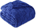 Cobalt Blue Queen Size Flannel Fleece Blanket 90x90 - Super Soft