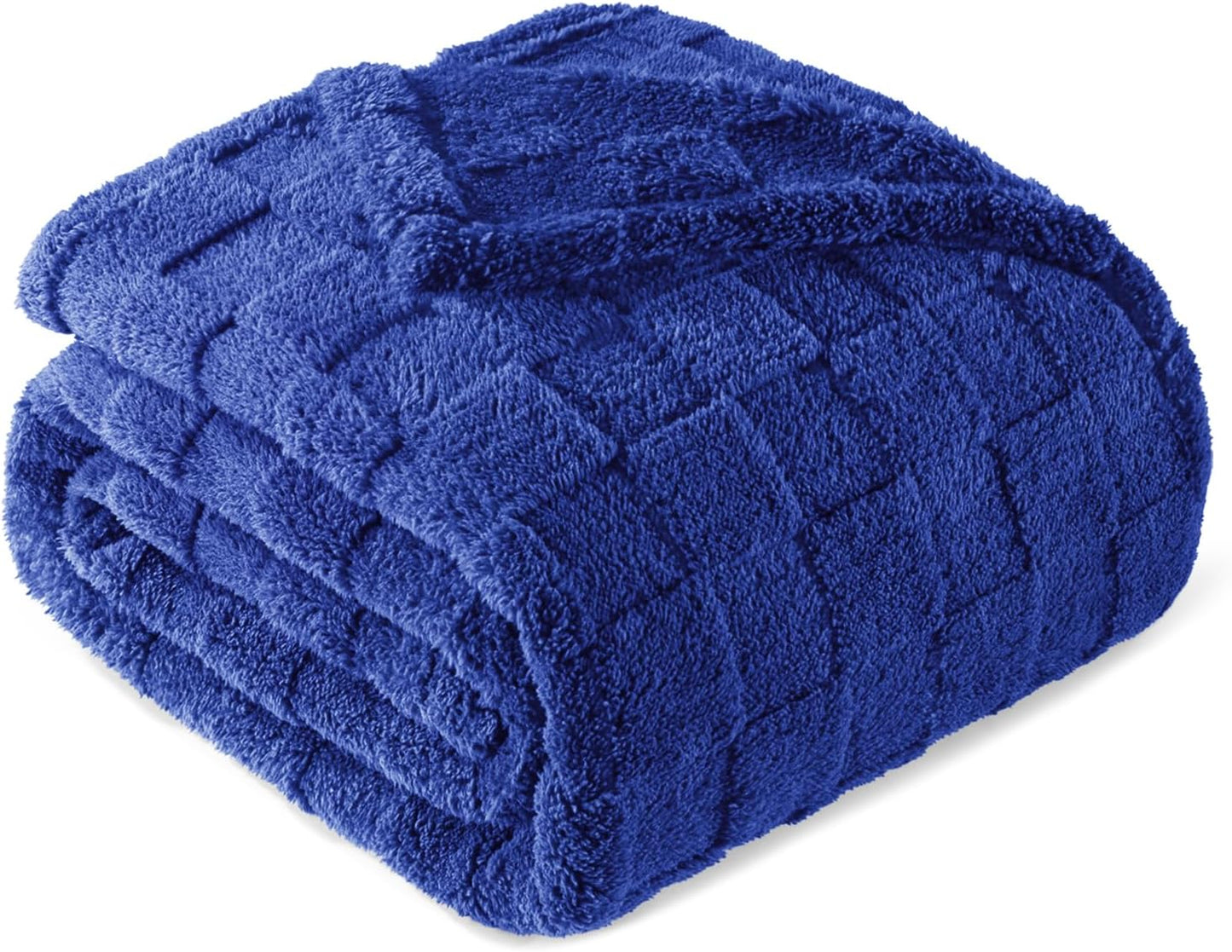 Queen Size Flannel Fleece Blanket for All Seasons, Cobalt Blue